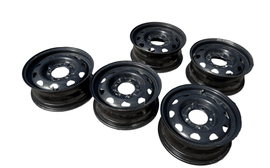 16 Inch Black Rim set (5 pieces) – Bukhanka (Classic 2.4L & 2.9L, Modern 2.7L), Hunter & 469 – OEM 3160-3101015 USED - Axles, cardan & suspension - UAZ spare parts