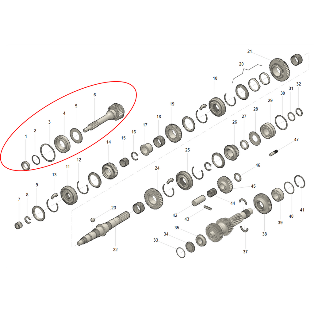 ADS 5-Speed Gear & Shaft Set 1–6 - Bukhanka Modern (2.7L), Hunter & 469 (2.7L) - - UAZ spare parts