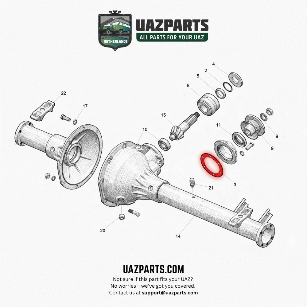 Bearing Cover Gasket for Timken axl – Bukhanka (Classic & Modern), Hunter & 469 (all engines), GAZ Series – OEM 69-2402035 / 006900240203500 - Axles, cardan & suspension - UAZ spare parts