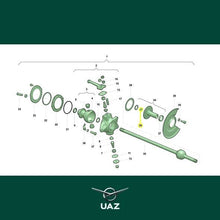 Lataa kuva Galleria-katseluun, Front Axle Flange Bushing 33 mm – Bukhanka (Classic 2.4L &amp; 2.9L, Modern 2.7L), Hunter &amp; 469 (2.4L, 2.7L &amp; 2.9L) – OEM 006900230408300 - Axles, cardan &amp; suspension - UAZ spare parts