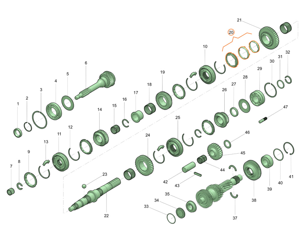 Anello sincronizzatore 1ª marcia 5 marce - Bukhanka moderna (2,7L); Hunter e 469 (2,7L) OEM 255-1701115
