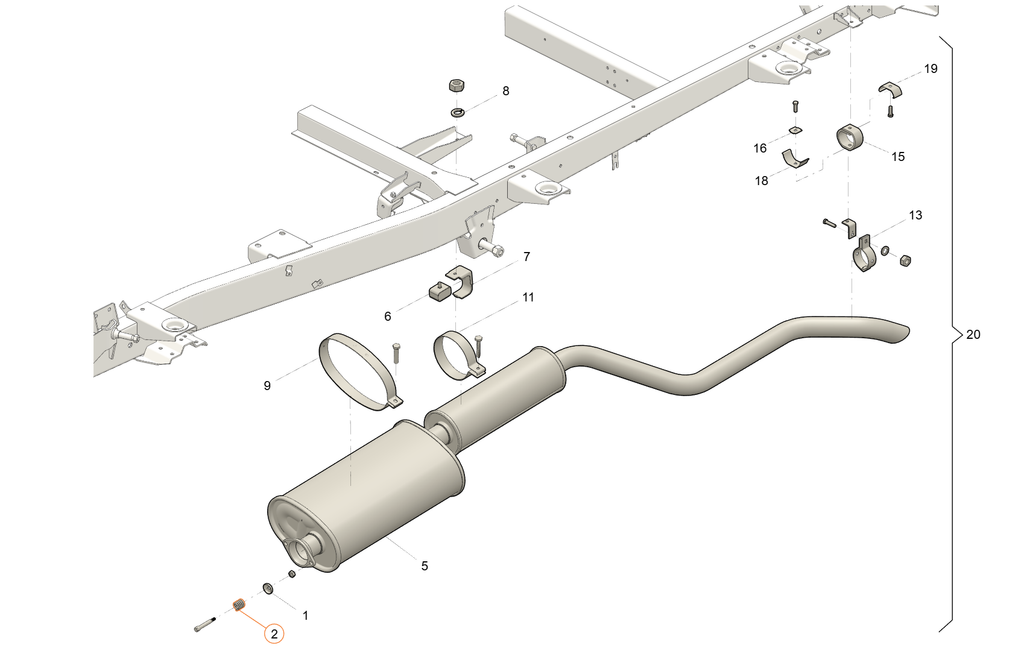 Exhaust spring tension Kit 2pcs - Bukhanka Modern (2.7L) - OEM 3160-20-1203255-01