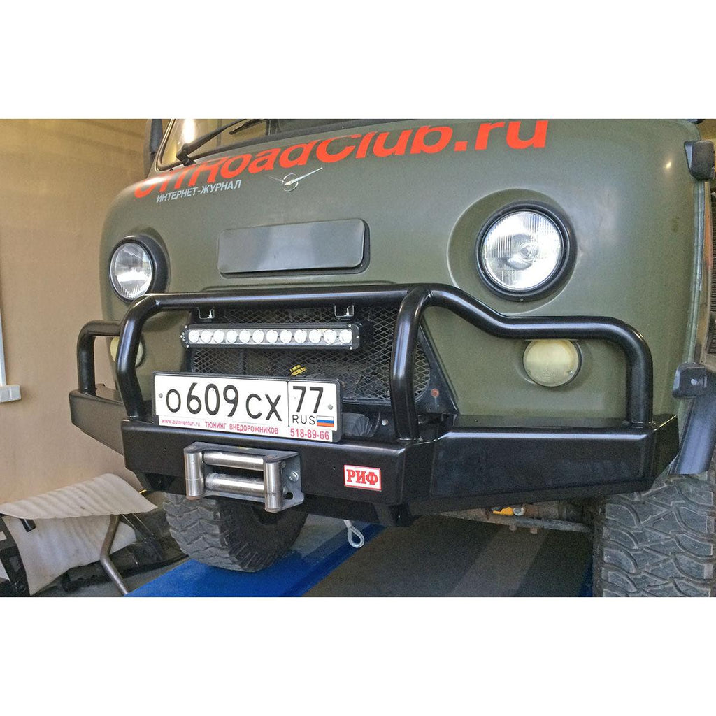 Front Bumper with Bull Bar (100 mm Body Lift) – Bukhanka (Classic & Modern) – OEM 452 - 12378 – UAZPARTS.COM UAZ onderdeel – OEM 452 - 12378