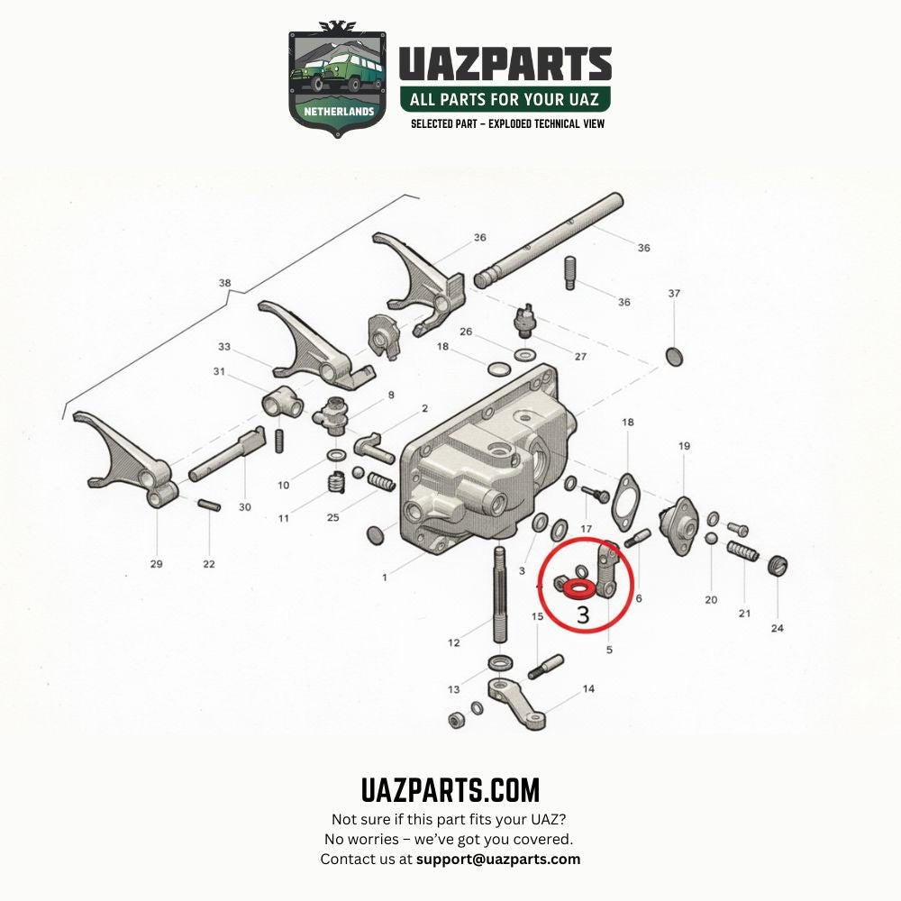 Oil Seal for Upper Gearshift Lever 12×24×7 – Bukhanka Modern, Hunter & 469 (2.7 L) – OEM 220600170216500 – UAZPARTS.COM UAZ PART – OEM 220600170216500