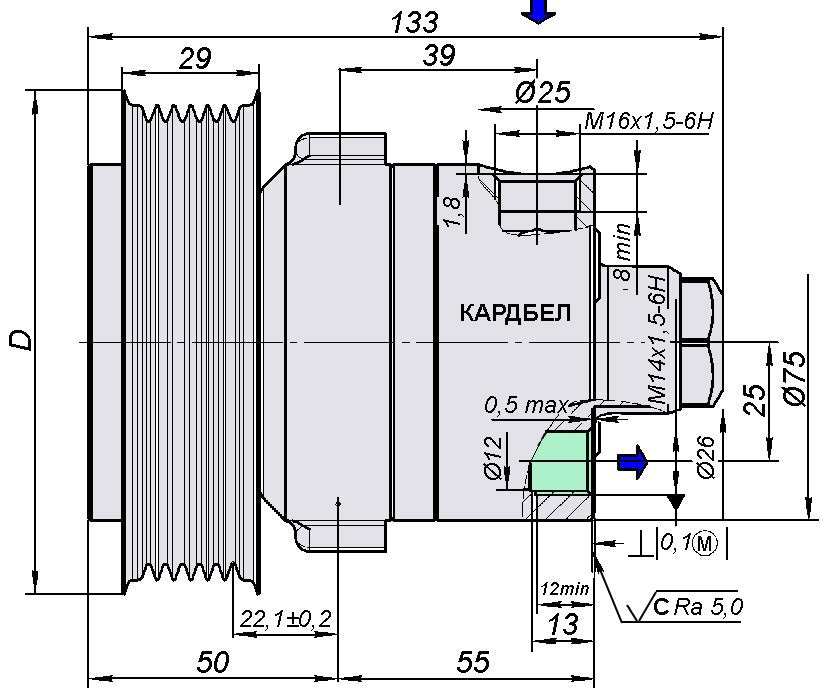 Power Steering Pump ШНКФ453471.105 - 40T M14 – Hunter & 469 (2.7L) – OEM 31602 - 3407010 - 10 – UAZPARTS.COM UAZ PART – OEM 453471.105-40Т