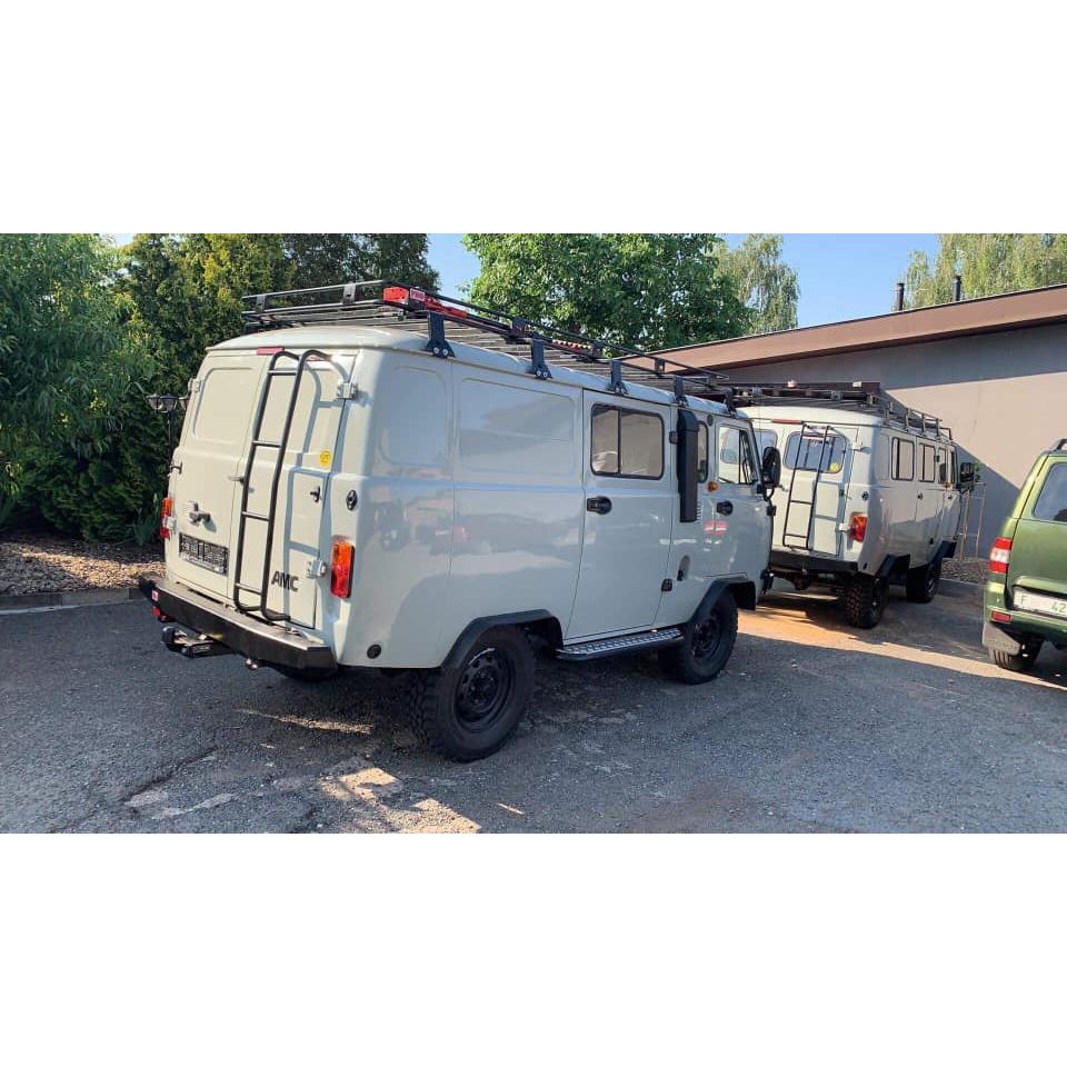 RIF Roof Rack with Ladder (3.3 m) – Bukhanka (Classic 2.4L & 2.9L, Modern 2.7L) – OEM RIF452 - dak1 - 3300 – RIF UAZ onderdeel – OEM RIF452 - dak1 - 3300