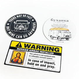 UAZPARTS Sticker Pack #2 – 3 Collectible UAZ & Bukhanka Stickers - - UAZ spare parts